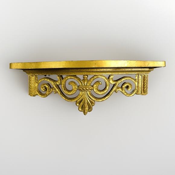 Vtg 1969 French Rococo Hollywood Regency Gold Homco #3027 Shelf 21.5” - Picture 1 of 6
